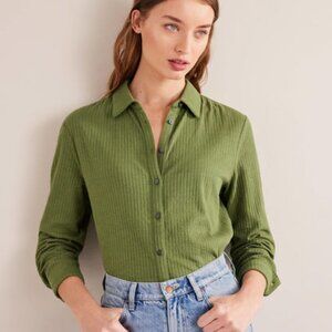Boden Textured Jersey Shirt, Green (Washed Khaki), Size 6